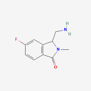 molecular formula C10H11FN2O B13228552 3-(Aminomethyl)-5-fluoro-2-methyl-2,3-dihydro-1H-isoindol-1-one 