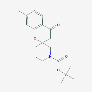 molecular formula C19H25NO4 B13228570 tert-Butyl 7-methyl-4-oxo-3,4-dihydrospiro[1-benzopyran-2,3'-piperidine]-1'-carboxylate 