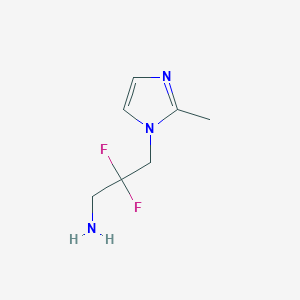 molecular formula C7H11F2N3 B13228603 2,2-Difluoro-3-(2-methyl-1H-imidazol-1-yl)propan-1-amine 