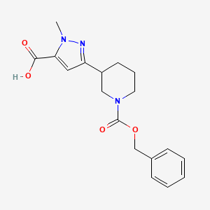 molecular formula C18H21N3O4 B13228623 3-{1-[(benzyloxy)carbonyl]piperidin-3-yl}-1-methyl-1H-pyrazole-5-carboxylic acid 