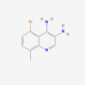 molecular formula C10H10BrN3 B13228629 5-Bromo-8-methylquinoline-3,4-diamine 