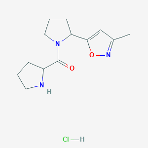 molecular formula C13H20ClN3O2 B13228641 3-Methyl-5-[1-(pyrrolidine-2-carbonyl)pyrrolidin-2-yl]-1,2-oxazole hydrochloride 