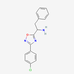 molecular formula C16H14ClN3O B13228653 1-[3-(4-Chlorophenyl)-1,2,4-oxadiazol-5-yl]-2-phenylethan-1-amine CAS No. 929975-49-5