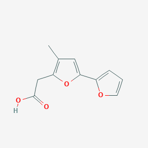 molecular formula C11H10O4 B13228686 2-[5-(Furan-2-yl)-3-methylfuran-2-yl]acetic acid 