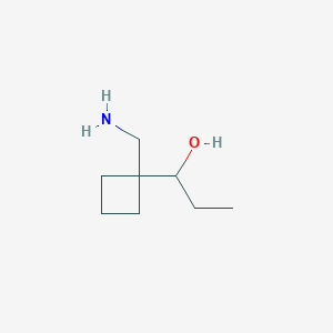 molecular formula C8H17NO B13228717 1-[1-(Aminomethyl)cyclobutyl]propan-1-ol 