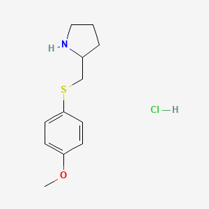 molecular formula C12H18ClNOS B13228746 2-{[(4-Methoxyphenyl)sulfanyl]methyl}pyrrolidine hydrochloride 