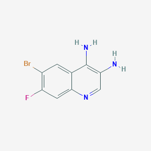 molecular formula C9H7BrFN3 B13228750 6-Bromo-7-fluoroquinoline-3,4-diamine 