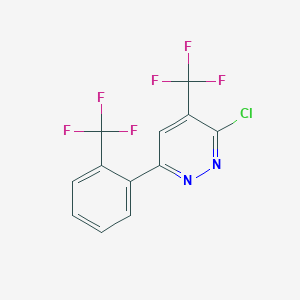molecular formula C12H5ClF6N2 B13228786 3-Chloro-4-(trifluoromethyl)-6-[2-(trifluoromethyl)phenyl]pyridazine 