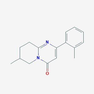 molecular formula C16H18N2O B13228797 7-Methyl-2-(2-methylphenyl)-4H,6H,7H,8H,9H-pyrido[1,2-a]pyrimidin-4-one 