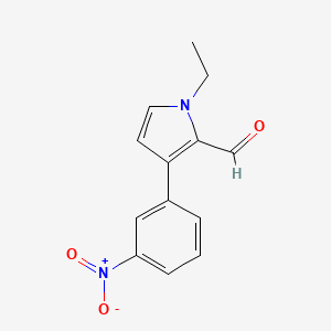 molecular formula C13H12N2O3 B13228812 1-Ethyl-3-(3-nitrophenyl)-1H-pyrrole-2-carbaldehyde 