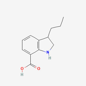 molecular formula C12H15NO2 B13228819 3-Propyl-2,3-dihydro-1H-indole-7-carboxylic acid 
