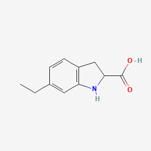 molecular formula C11H13NO2 B13228844 6-Ethyl-2,3-dihydro-1H-indole-2-carboxylic acid 