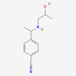 molecular formula C12H16N2O B13228875 4-{1-[(2-Hydroxypropyl)amino]ethyl}benzonitrile 