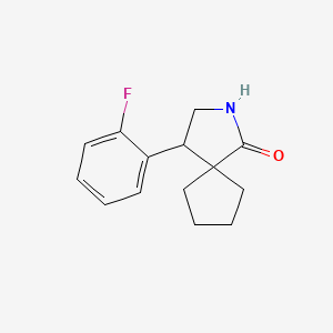 molecular formula C14H16FNO B13228903 4-(2-Fluorophenyl)-2-azaspiro[4.4]nonan-1-one 