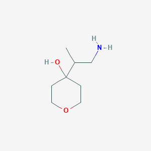 molecular formula C8H17NO2 B13228906 4-(1-Aminopropan-2-yl)oxan-4-ol 