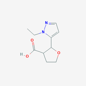 molecular formula C10H14N2O3 B13228926 2-(1-ethyl-1H-pyrazol-5-yl)oxolane-3-carboxylic acid 