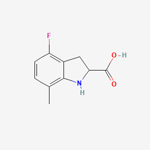 molecular formula C10H10FNO2 B13228934 4-Fluoro-7-methyl-2,3-dihydro-1H-indole-2-carboxylic acid 