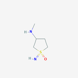 molecular formula C5H12N2OS B13228962 1-Imino-3-(methylamino)-1lambda6-thiolan-1-one 