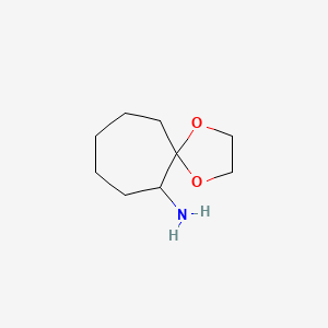 molecular formula C9H17NO2 B13228969 1,4-Dioxaspiro[4.6]undecan-6-amine 