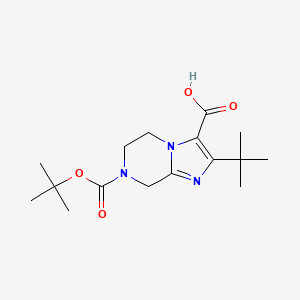 molecular formula C16H25N3O4 B13228990 7-[(tert-Butoxy)carbonyl]-2-tert-butyl-5H,6H,7H,8H-imidazo[1,2-a]pyrazine-3-carboxylic acid 