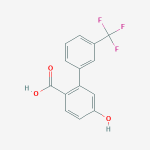 molecular formula C14H9F3O3 B13229000 4-Hydroxy-2-[3-(trifluoromethyl)phenyl]benzoic acid 