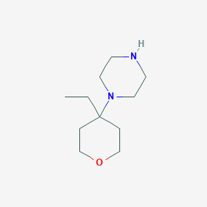molecular formula C11H22N2O B13229057 1-(4-Ethyloxan-4-yl)piperazine 