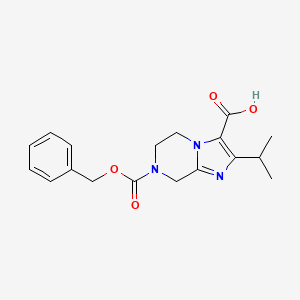 molecular formula C18H21N3O4 B13229066 7-[(Benzyloxy)carbonyl]-2-(propan-2-yl)-5H,6H,7H,8H-imidazo[1,2-a]pyrazine-3-carboxylic acid 