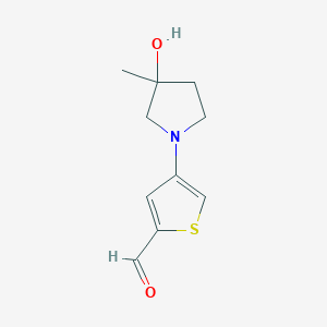 molecular formula C10H13NO2S B13229074 4-(3-Hydroxy-3-methylpyrrolidin-1-yl)thiophene-2-carbaldehyde 