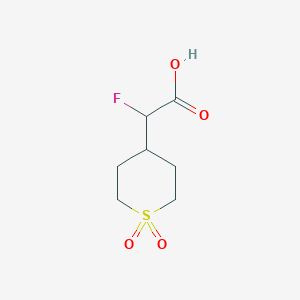 molecular formula C7H11FO4S B13229076 2-(1,1-Dioxo-1lambda6-thian-4-yl)-2-fluoroacetic acid 
