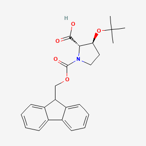 molecular formula C24H27NO5 B1322912 (2S,3S)-3-(tert-butoxy)-1-[(9H-fluoren-9-ylmethoxy)carbonyl]pyrrolidine-2-carboxylic acid CAS No. 266359-42-6