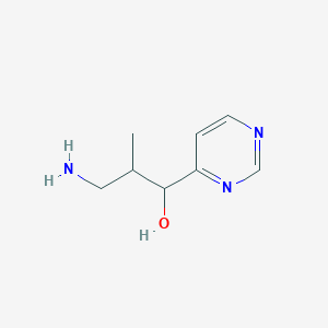 molecular formula C8H13N3O B13229122 3-Amino-2-methyl-1-(pyrimidin-4-yl)propan-1-ol 