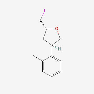 molecular formula C12H15IO B13229126 (2R,4R)-2-(Iodomethyl)-4-(2-methylphenyl)oxolane 