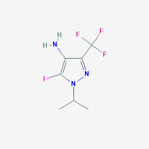 molecular formula C7H9F3IN3 B13229155 5-Iodo-1-(propan-2-yl)-3-(trifluoromethyl)-1H-pyrazol-4-amine 
