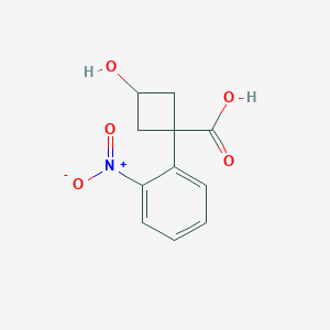 molecular formula C11H11NO5 B13229188 (1S,3s)-3-hydroxy-1-(2-nitrophenyl)cyclobutane-1-carboxylic acid 