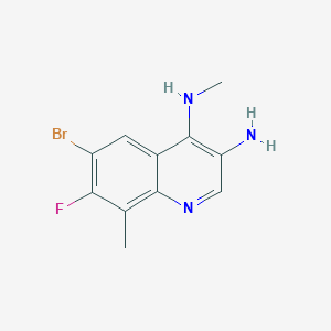 molecular formula C11H11BrFN3 B13229219 6-Bromo-7-fluoro-N4,8-dimethylquinoline-3,4-diamine 