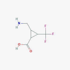 molecular formula C6H8F3NO2 B13229240 2-(Aminomethyl)-3-(trifluoromethyl)cyclopropane-1-carboxylic acid 