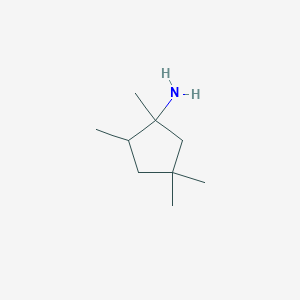 molecular formula C9H19N B13229286 1,2,4,4-Tetramethylcyclopentan-1-amine 