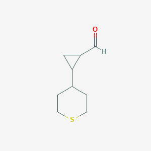 molecular formula C9H14OS B13229298 2-(Thian-4-yl)cyclopropane-1-carbaldehyde 
