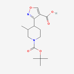 molecular formula C15H22N2O5 B13229309 3-{1-[(Tert-butoxy)carbonyl]-3-methylpiperidin-4-yl}-1,2-oxazole-4-carboxylic acid 