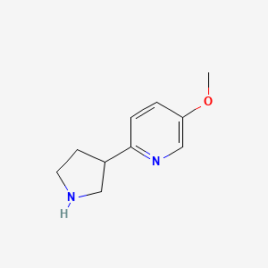 molecular formula C10H14N2O B13229358 5-Methoxy-2-(pyrrolidin-3-yl)pyridine 
