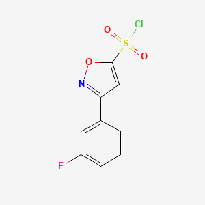 molecular formula C9H5ClFNO3S B13229406 3-(3-Fluorophenyl)-1,2-oxazole-5-sulfonyl chloride 