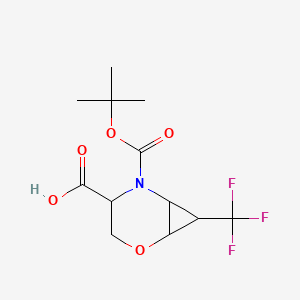 molecular formula C12H16F3NO5 B13229479 5-[(Tert-butoxy)carbonyl]-7-(trifluoromethyl)-2-oxa-5-azabicyclo[4.1.0]heptane-4-carboxylic acid 