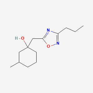 molecular formula C13H22N2O2 B13229489 3-Methyl-1-[(3-propyl-1,2,4-oxadiazol-5-yl)methyl]cyclohexan-1-ol 