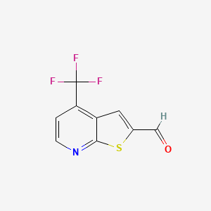molecular formula C9H4F3NOS B13229549 4-(Trifluoromethyl)thieno[2,3-b]pyridine-2-carbaldehyde 