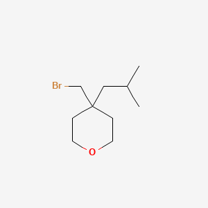 molecular formula C10H19BrO B13229555 4-(Bromomethyl)-4-(2-methylpropyl)oxane 