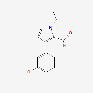 molecular formula C14H15NO2 B13229559 1-Ethyl-3-(3-methoxyphenyl)-1H-pyrrole-2-carbaldehyde 