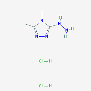 molecular formula C4H11Cl2N5 B13229561 3-Hydrazinyl-4,5-dimethyl-4H-1,2,4-triazole dihydrochloride 