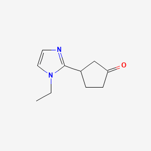 molecular formula C10H14N2O B13229590 3-(1-ethyl-1H-imidazol-2-yl)cyclopentan-1-one 