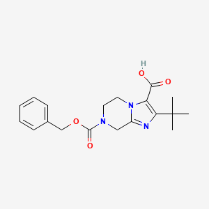 molecular formula C19H23N3O4 B13229608 7-[(Benzyloxy)carbonyl]-2-tert-butyl-5H,6H,7H,8H-imidazo[1,2-a]pyrazine-3-carboxylic acid 
