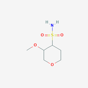 molecular formula C6H13NO4S B13229645 3-Methoxyoxane-4-sulfonamide 